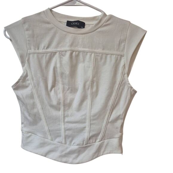 Cider Women's White Cotton / Spandex Corset Tank Top EUC - Picture 2 of 10
